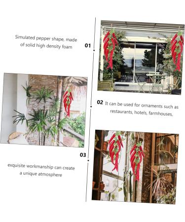 Abaodam 2 Strings Simulation Red Long Pepper Vines Decor Long Pepper Adornment Chili Cook Off Decorations Red 55X8.5X5CM - Buy Online on SooperMarket.com