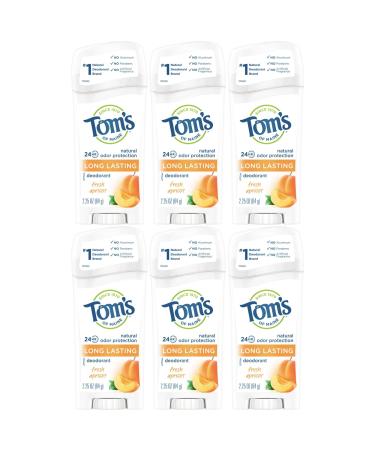 Tom's of Maine Natural Deodorant Stick Apricot 2.25 Ounce Stick Pack of 6 Apricot 2.25 Ounce (Pack of 6)