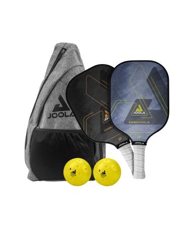 JOOLA Essentials Pickleball Paddles Set with Reinforced Fiberglass Surface and Honeycomb Polypropylene Core - Pickleball Set Includes 2 Pickleball Rackets, 2 Pickleball Balls, and Sling Bag