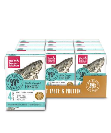 The Honest Kitchen Human Grade Meal Booster: 99% Meat High Protein Dog Food Topper Salmon & Pollock 5.5 Ounce (Pack of 12)