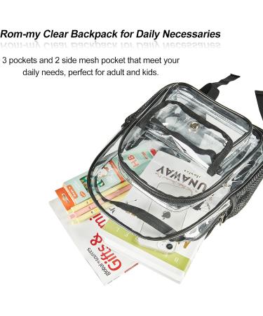 Small Clear Backpack Stadium Approved Heavy Duty Clear Mini Backpack Transparent Book bag for Concert Work Sport Games Festival - Buy Online on SooperMarket.com
