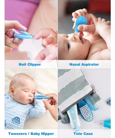 OTTOLIVES 24 in 1 Baby Healthcare & Grooming Kit - Electric Nail Trimmer Set for Newborns to Toddlers - Nursery Health Care & Haircut Tools - Blue - Buy Online on SooperMarket.com