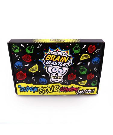 Sour Candy Gift Box by Brain Blasterz | Assorted Hard and Chewy Sour Treats | Perfect Halloween Sweets | Apple, Strawberry, Lemon, Cola Flavors - Buy Online on SooperMarket.com