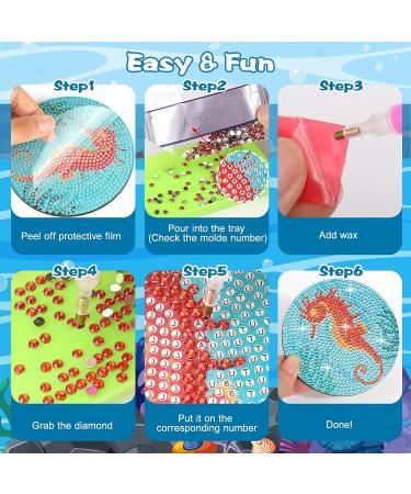 BABORUI 5D Ocean Diamond Painting Coasters - 8Pcs Sea Art Kit for Adults & Kids | Beach House Decor - Buy Online on SooperMarket.com