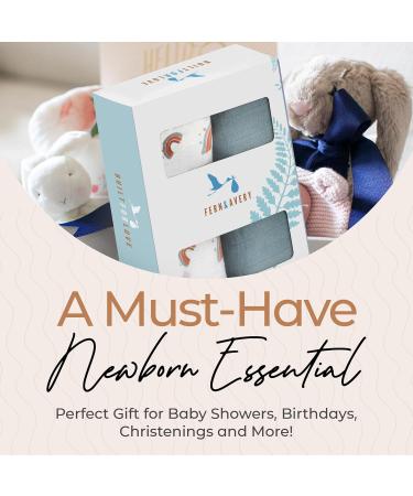 Fern & Avery Swaddle Blankets - Gender Neutral Muslin Swaddles for Baby Boy or Girl - Set of 2 Rainbow Blue Newborn Essential Receiving Blankets - Buy Online on SooperMarket.com