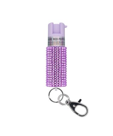 SABRE Jeweled Pepper Spray, Maximum Strength, Fashionable Monochromatic Design, Quick and Easy Access Snap Clip for Secure Attachment and Key Ring, Protect Against Multiple Threats with 25 Bursts Lavender Pepper Spray