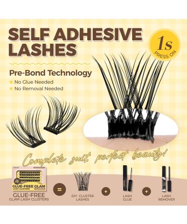 LASHVIEW Self Adhesive Eyelash Clusters - No Glue Needed 10-16mm Press-on Lash Extension Kit with Tweezers | Natural DIY Eyelash Extensions (F21) ZNF21 - Buy Online on SooperMarket.com