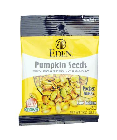 Eden Organic Pumpkin Seeds, Dry Roasted and Salted, Pocket Snacks, 1 Ounce (Pack of 12)