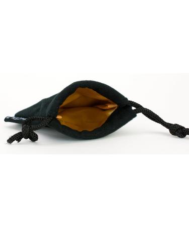 Small Black Dice Bag with Gold Interior Double Stitched Snag Proof Satin Lining | Holds 21 16mm Dice