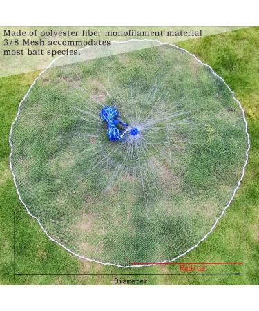 Drasry 6FT Saltwater Fishing Cast Net for Bait Trap - Monofilament Lines, 3/8 Inch Mesh - Buy Online on SooperMarket.com