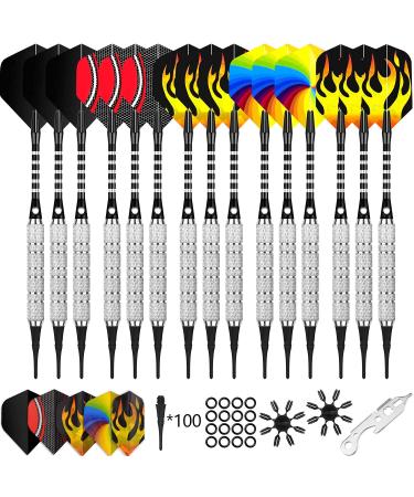CyeeLife 15/18Packs Soft tip Darts Set 18/22g,Extra Points+Tool+Aluminium shafts+Extra Flights,Professional Plastic tip Darts for Electronic Dart Board 18g-15Packs