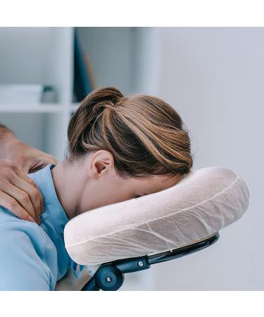 100 Pack Disposable Massage Headrest Covers 14.2 x 13 Inch - White, Non-Sticking & Non-Woven U-Shaped Cradle Cover for Massage Tables - Buy Online on SooperMarket.com
