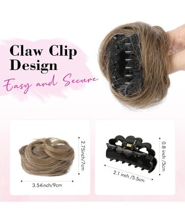 REECHO 2 PCS Mini Claw Clip in Messy & Cat Ears Hair Bun Extensions Wig Accessory Updo Hairpieces for Women Girls (Pack of 2-3.5" Wavy Light Ash Brown with Highlights) Pack of 2 - 3.5" Wavy Light Ash Brown with Highlights - Buy Online on SooperMarket.com