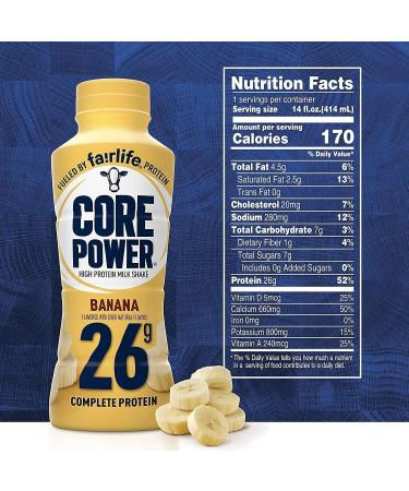 Core Power Protein Drink Banana 414mL Bottles Pack of 12 - Buy Online on SooperMarket.com