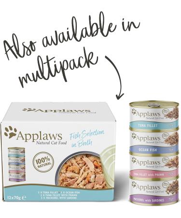 Applaws Premium Natural Cat Food - Tuna Fillet with Shrimp in Broth 70g Can (Pack of 24) - International Shipping Available - Buy Online on SooperMarket.com