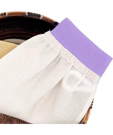 Buy Turkish 100% Raw Cocoon Silk Exfoliating Glove - Body & Face Scrub Fake Tan Remover | Feel Fine (Cream & Lilac) - International Shipping Available - Buy Online on SooperMarket.com