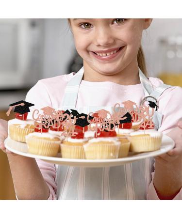Rsstarxi 36 Pack 2024 Graduation Cupcake Toppers 2024 Graduation Party Decorations Glitter Class of 2024 Congrats Grad Diploma Cap Cupcake Picks for 2024 Graduation Party Cake Decorations Rose Gold - Buy Online on SooperMarket.com