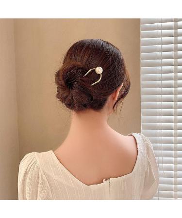 3 Pack Pearl U Shape Hair Fork Sticks - Wedding Bridal Hair Styling Tool for Buns & Chignon - Women & Girls Hair Accessories - Buy Online on SooperMarket.com