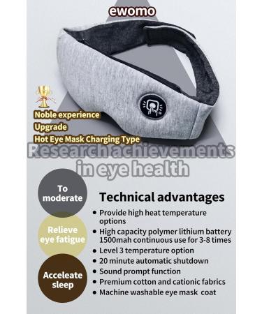 Ewarmer Cordless Rechargeable Heated Eye mask for Dry Eyes - Stye Eye Treatment Warm Compress Relieve Blepharitis Pink Eye Hot Compress Therapy Mask Steam Eye Mask with Sound Reminder (Grey) Gray - Buy Online on SooperMarket.com