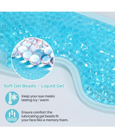 MIVORA Cooling Gel Mask for Puffy Eyes - Hot Cold Therapy for Migraine, Dark Circles, Sinus Pain - Reusable and Soothing - Light Blue - Buy Online on SooperMarket.com