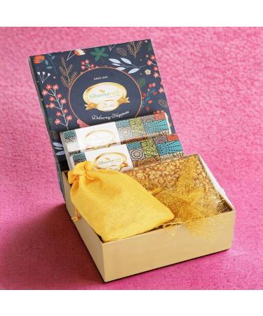 Ghasitaram Gifts Jaiccha Lohri Sweets Gachak hampers Lohri Hamper Box Small of Til laddoo Khajoor Peanut Chikki and Revadi