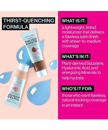 Wet n Wild Bare Focus Tinted Hydrator Tan Medium Deep Matte Finish Oil-Free Makeup with Hyaluronic Acid - Sheer to Medium Coverage - Buy Online on SooperMarket.com