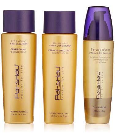 PAI SHAU HYDRATING RITUAL GIFT SET 3 PIECEReplenishing Hair Cleanser 8.4 fl.oz Replenishing Cream Conditioner 8.4 fl.oz Biphasic Infusion 4 fl.oz