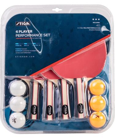 STIGA Performance 4 Player Ping Pong Paddle Set with 6 3 Star Orange and White Balls - Buy Online on SooperMarket.com