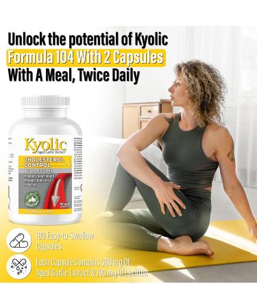 Kyolic - Cholesterol Control with Lecithin 180 Capsules - Kyolic Cholesterol Formula 104 - Cholesterol Lowering Supplement - Kyolic Aged Garlic Extract Capsules - Heart Health & Immune System Support 180 count (Pack of 1) - Buy Online on SooperMarket.com