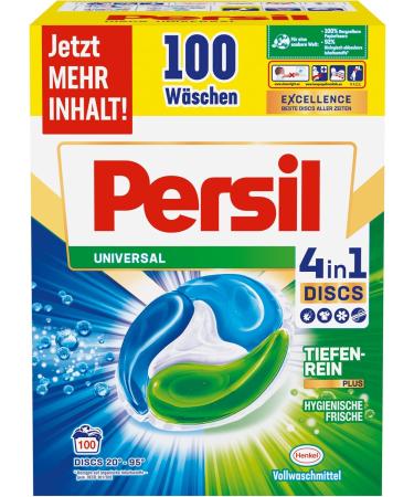 Persil Universal 4in1 Discs - 100 Wash Loads Deep Clean Technology Biodegradable Ingredients 2.5 kg - Eco-Friendly Laundry Detergent - Buy Online on SooperMarket.com