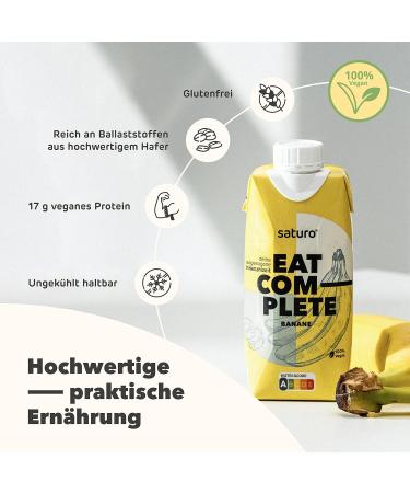 Buy Saturo Vegan Meal Drink Banana - 330ml (8 Pack) | High Protein Astronaut Food | 330Kcal Nutrient-Rich Meal Replacement - Buy Online on SooperMarket.com
