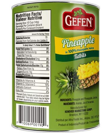 Gefen Pineapple Tidbits 20oz (2 Pack) - All Natural, Kosher for Passover - Buy Online on SooperMarket.com