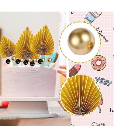 58pcs Black and Gold Balls Cake Toppers Decorations Gold Cake Decorations Black and Gold Ball Cake Decorations Gold Cake Topper Decorations Palm Leaf Cake Toppers Birthday Cake Decorations for Party. - Buy Online on SooperMarket.com