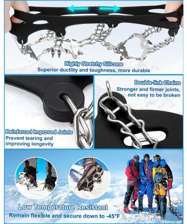 Roohiseng Ice Cleats Crampons - 24 Stainless Steel Spikes - Anti-Slip Traction for Boots & Shoes - Ideal for Hiking, Fishing, Walking, Climbing - Men & Women - Large Size - Buy Online on SooperMarket.com