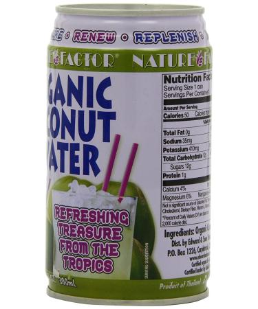 Nature Factor Organic Coconut Water 10oz Cans (12 Pack) - Pure Hydration in Convenient Packaging - Buy Online on SooperMarket.com