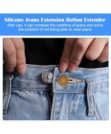 8 Pcs Button Waist Extender Set for Jeans, Trousers, Pants, Shirts | Adjustable Elastic Collar Extenders, Stainless Steel | Silver + Bronze - Add 1.4 inch - Buy Online on SooperMarket.com