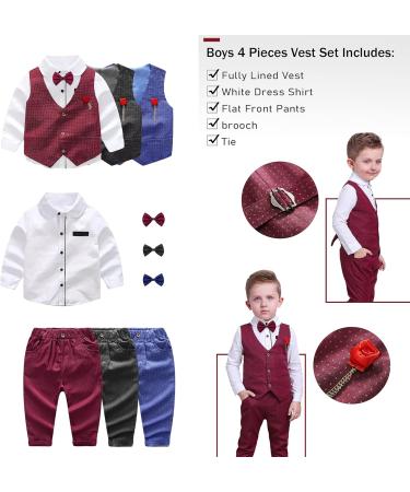 Nwada Boys 4pcs Gentleman Suits Set | Boys Wedding Outfit Blue | Kids Blazer, Pants, Waistcoat, Shirt, Bowtie | Child Tuxedos | 3-4 Years - Buy Online on SooperMarket.com