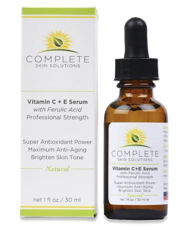 Natural Vitamin C Serum 1 oz with Ferulic & Hyaluronic Acid - Anti-Aging and Anti-Wrinkle Formula with 15% Vitamin C - Made in USA - Buy Online on SooperMarket.com