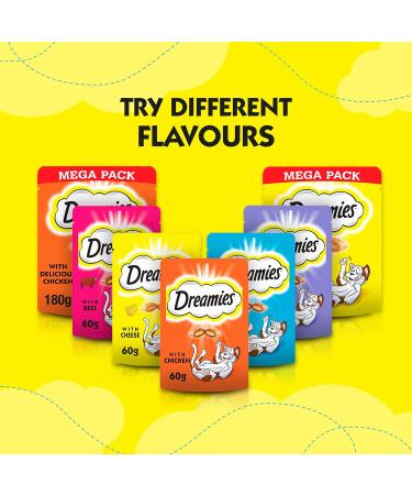 Dreamies Cat Treats Variety Snack Box with Chicken Cheese and Salmon 1 Box (12 x 60 g) - Buy Online on SooperMarket.com