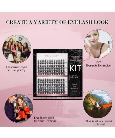 MilyBest DIY Lash Extension Kit - 144 Pcs Individual Lashes, Eyelash Glue, Applicator Tool, and More - Easy to Apply at Home (Kit M03) - Buy Online on SooperMarket.com