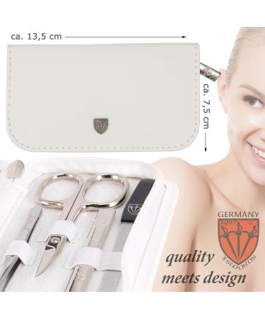 3 Swords Germany - brand quality 8 piece manicure pedicure grooming kit set for professional finger & toe nail care scissors clipper fashion leather case in gift box Made by 3 Swords (002037) WHITE - SYNTHETIC LEATHER - Buy Online on SooperMarket.com