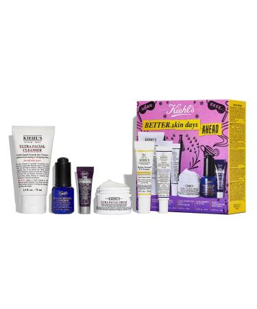 Kiehl's Better Skin Days Ahead Gift Set 6-Piece Gift Set with UV Serum SPF 50+ Retinol Facial Serum Ultra Facial Cream Anti-Aging Eye Cream Moisturizing Face Oil & Lightweight Facial Cleanser