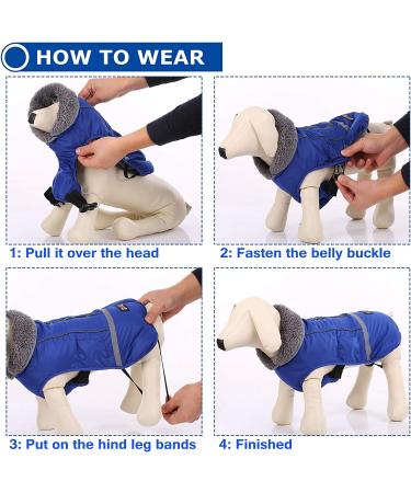 Reflective Waterproof Dog Winter Jacket with Thicken Fleece Lining - Blue - Medium - Buy Online on SooperMarket.com