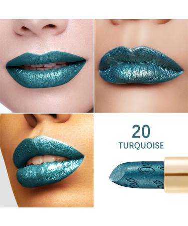 Oulac Turquoise Metallic Green Lipstick - Long-Lasting Vegan Gloss Finish 3D Color & Moist Formula - 4.3g - Buy Online on SooperMarket.com