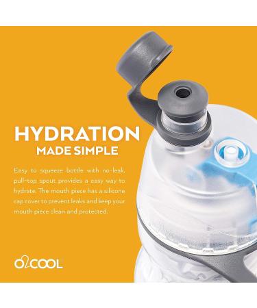 O2COOL Mist 'N Sip Misting Water Bottle 2-in-1 Function | No Leak Pull Top Spout | 20 oz Reusable Sports Water Bottle (Baseball) - Buy Online on SooperMarket.com