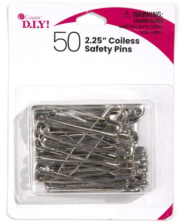 Cousin DIY 2.25 inch Nickel 50 Pack Coiless Safety Pins