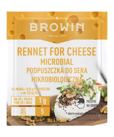 Browin 411200 Microbiological Powdered Cheese Lab 5 x 1 Cow Goat and Soy Milk (1 g to 20 L) Vegetarian Product Activity 2 250 IMCU/ml