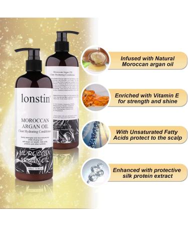 Lonstin Argan Oil Hair Conditioner 500ml - Revitalize Dry, Damaged Hair | For Men & Women with Curly, Frizzy Hair | Hydrating, Shine-Boosting Formula - 16.9 fl oz - Buy Online on SooperMarket.com