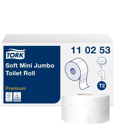 Tork 110253 toilet paper Mini Jumbo Soft Premium - White - 2 -layer - set of 1 roll - 1 x 1214 sheet 1 piece (1 Pack) Premium 2 -layer