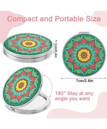 Berlune 10 Pcs Mandala Compact Mirror Bulk - Double Sided Makeup Mirror for Women & Girls - Portable Pocket Mirror Gift Set - Buy Online on SooperMarket.com